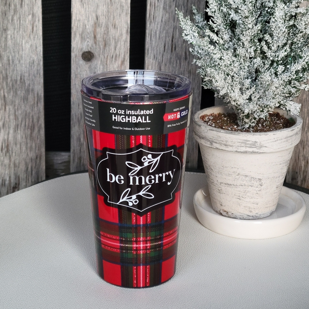 BUFFALO PLAID  stainless steel dishwasher safe 20oz tumbler